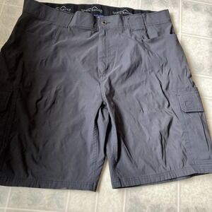 Eddie Bauer Men's Nylon Cargo Shorts 40 Steel Gray Inner Elastic Hiking Outdoor